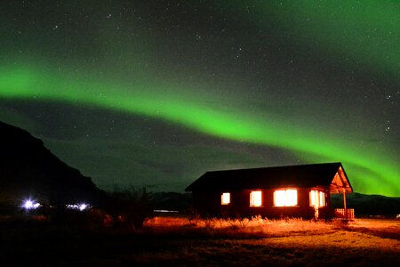 The northern lights aurora light the night