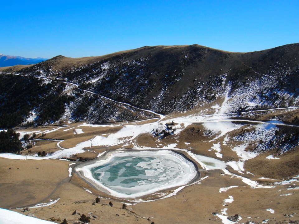 Winter frozen lake landscape