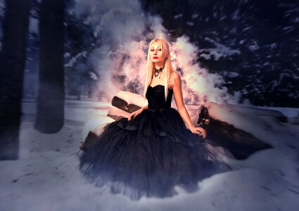 Winter forest black dress