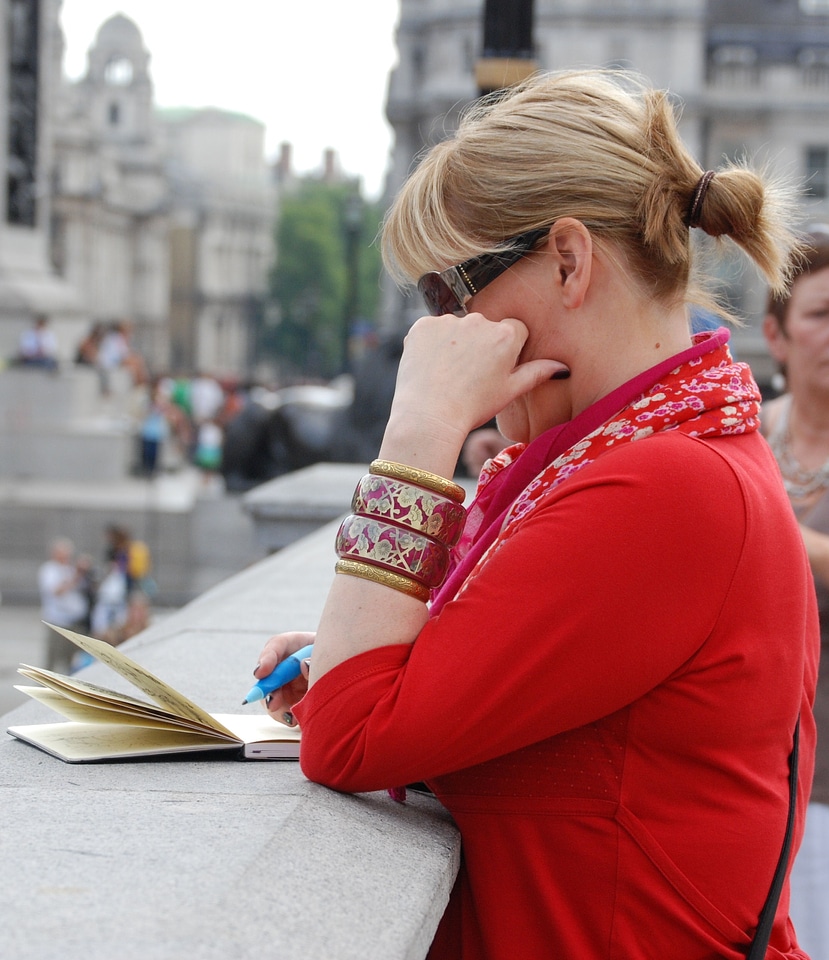 Diary artist sketching