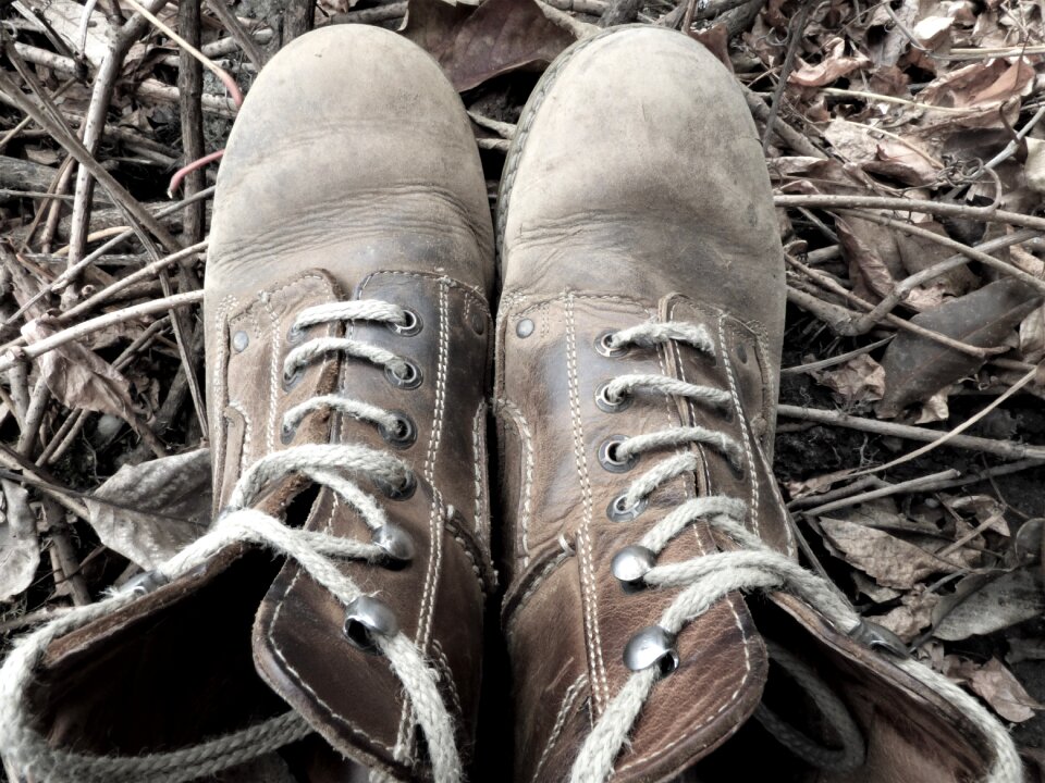 Worn hiking shoes fashion