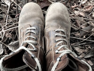 Worn hiking shoes fashion
