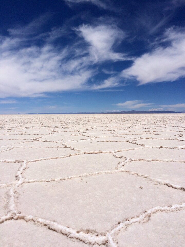 Blue sky uyuni salt lake salt