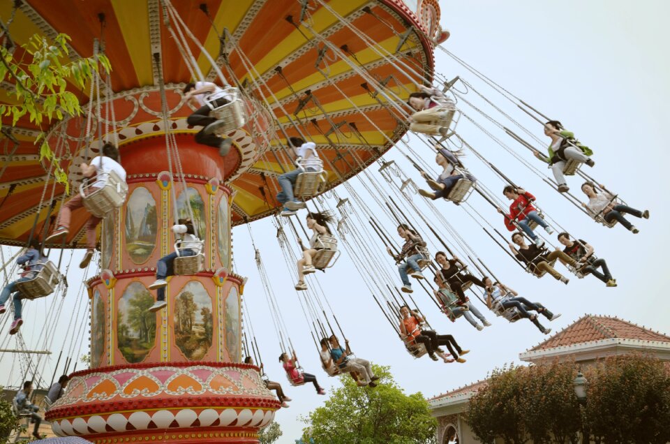 The ferris wheel amusement park rotate