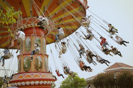The ferris wheel amusement park rotate