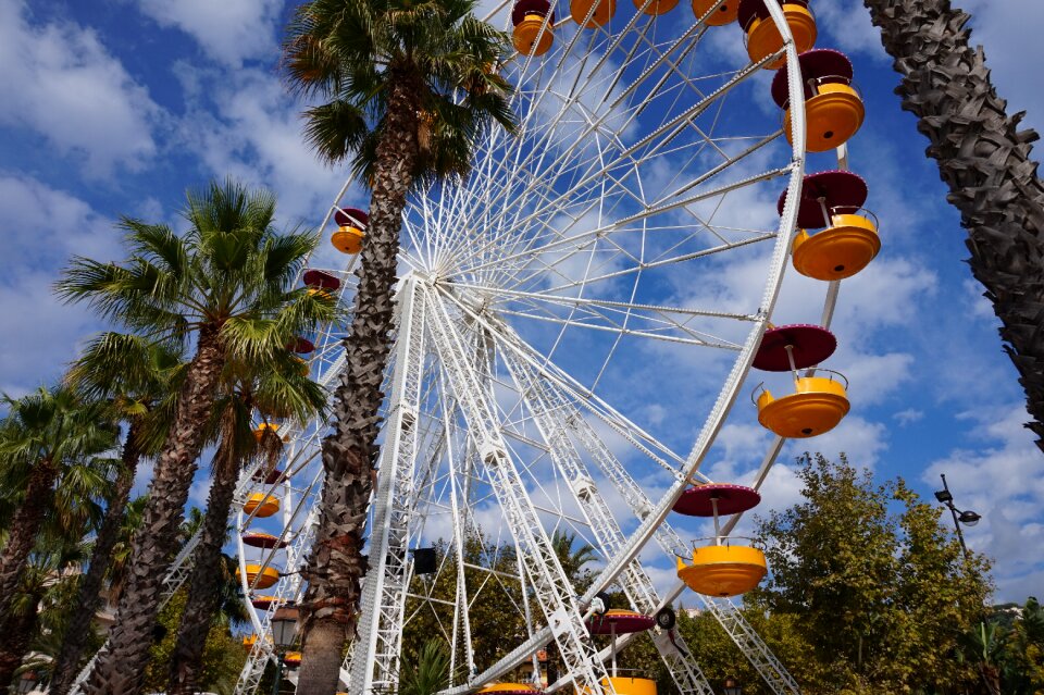 Ferris wheel palm trees mediterranean