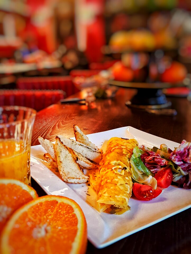 Omelet orange breakfast