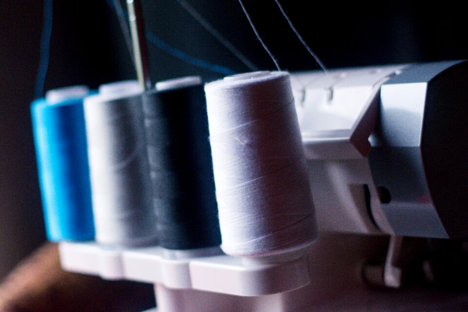 Sewing machine neck blue