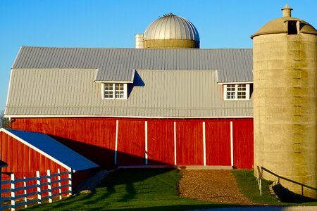 Agriculture red barn countryside photo