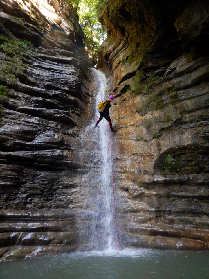 Rappelling mountain walls photo