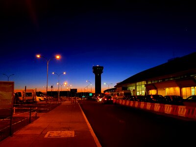 Control tower sunset horizon