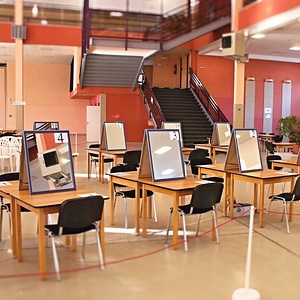 Desk hall before the competition