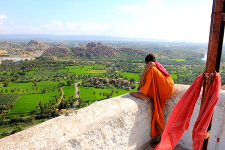 Monk landscape meditation photo