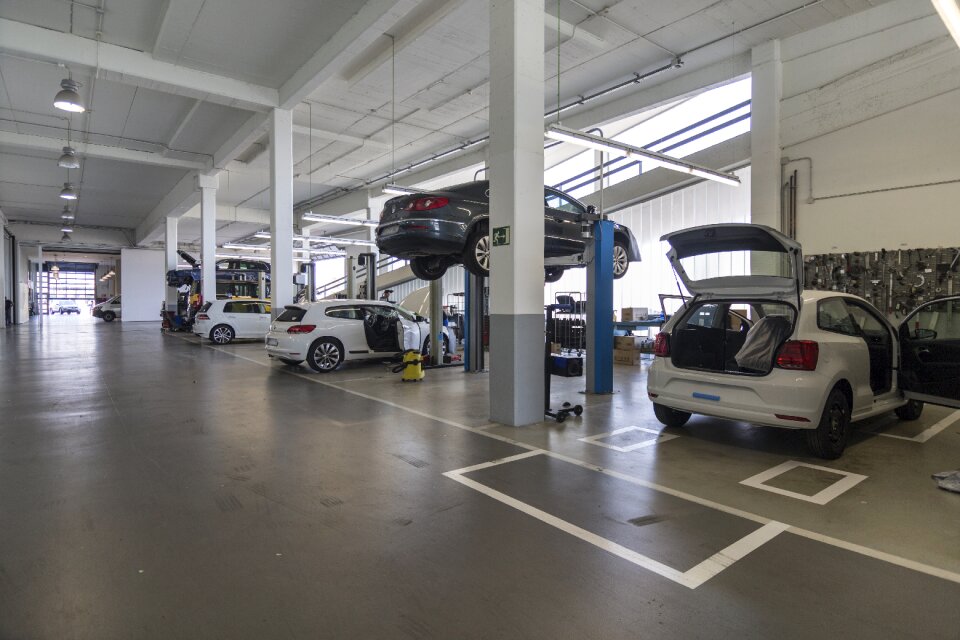 Cars business building