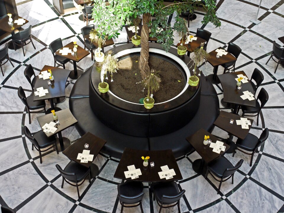 Shopping centre leather tree
