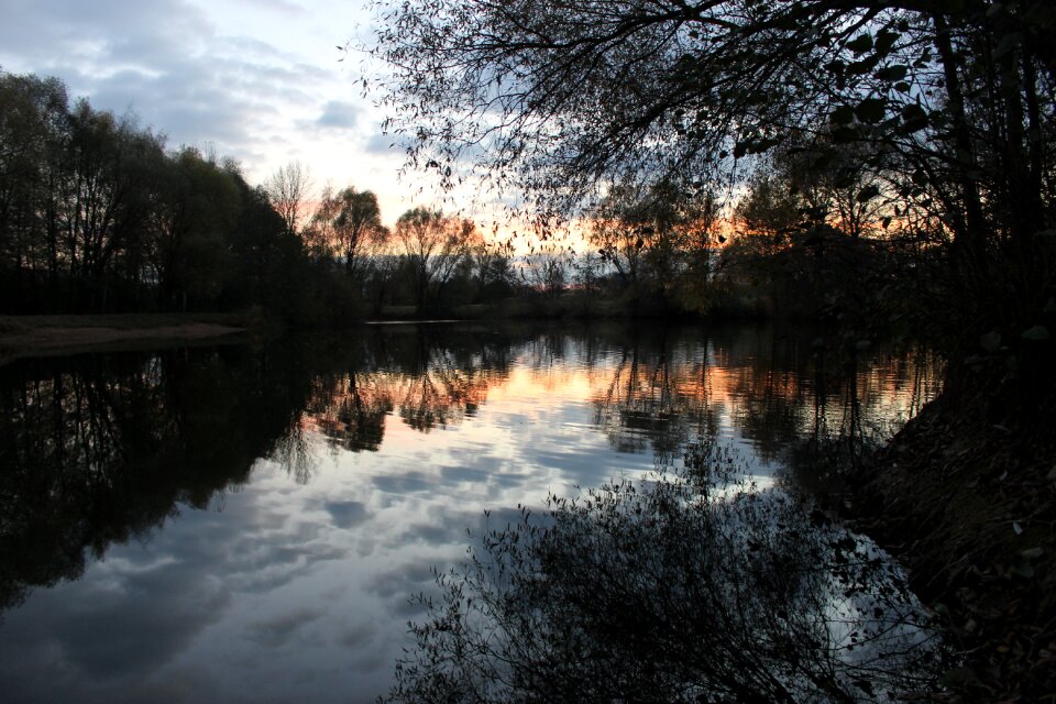 Sun landscape pond