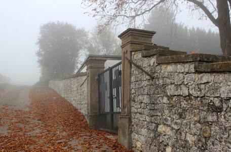 Cemetery fog autumn mood photo