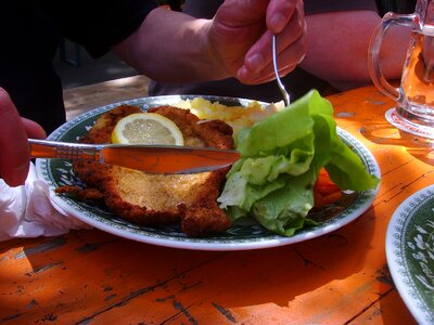 Eat pork cutlet breaded photo