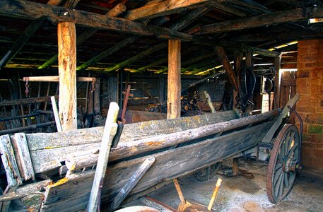 Farm barn hay wagon