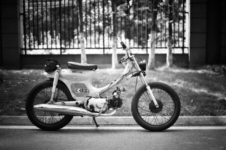 Motorcycle artistic conception black and white photo