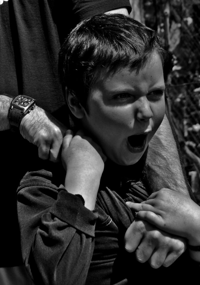 Boy emotions black and white