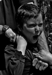 Boy emotions black and white photo