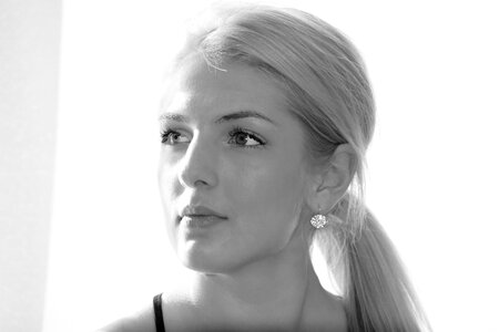 Black and white blond model photo