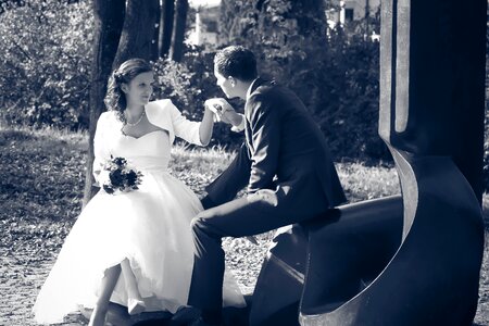 Groom human happy