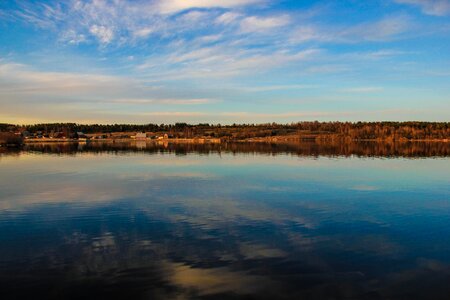 Evening lake forest photo
