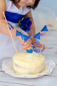 Blue birthday cake celebration photo