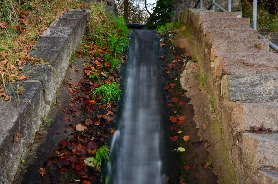 Waterfall watercourse stairs