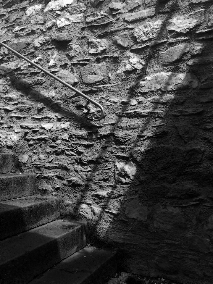 Stairs handrail black and white