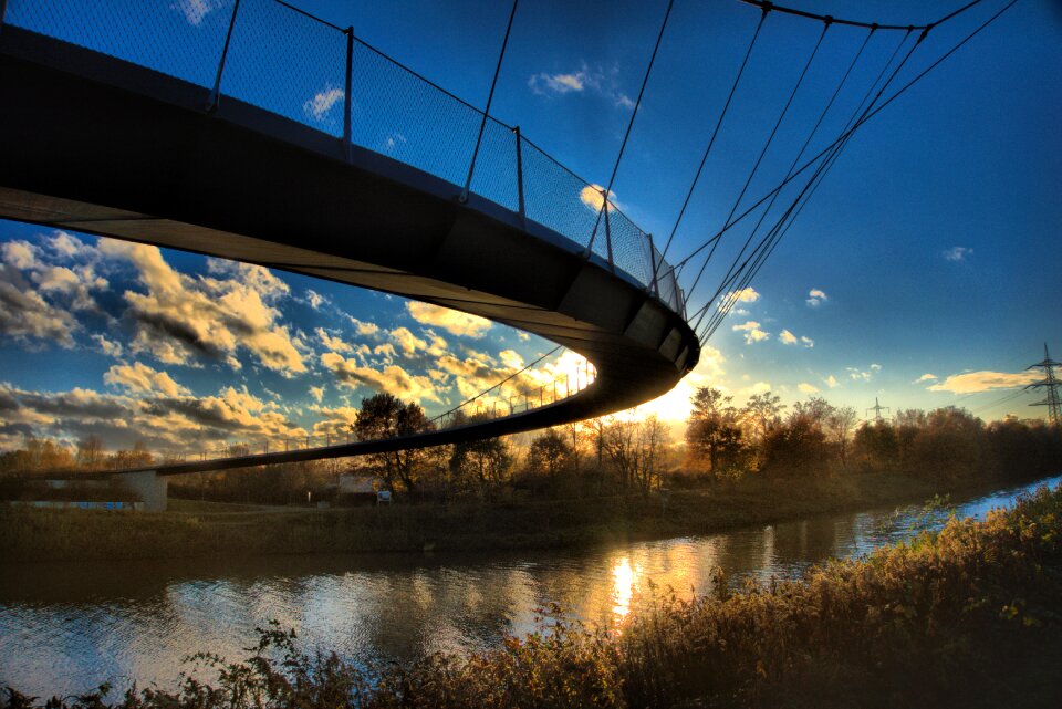Sickle bridge rhine herne canal abendstimmung