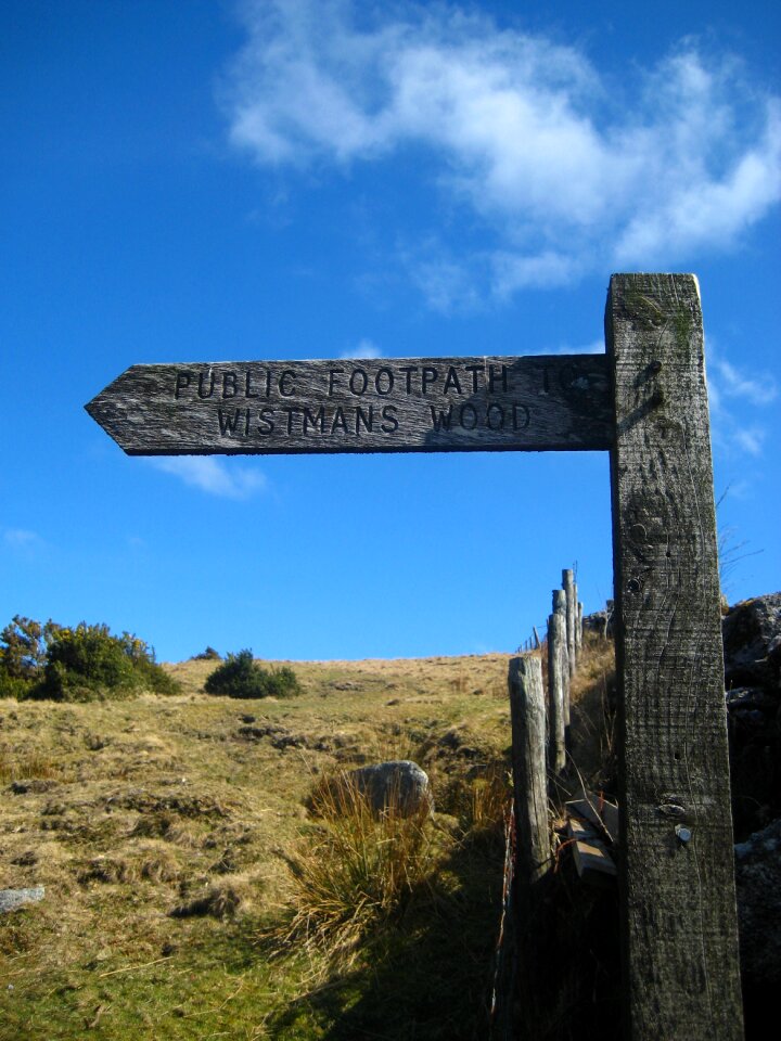 Public footpath sign blue sky hiking