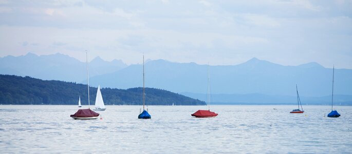 Boat landscape mountain photo