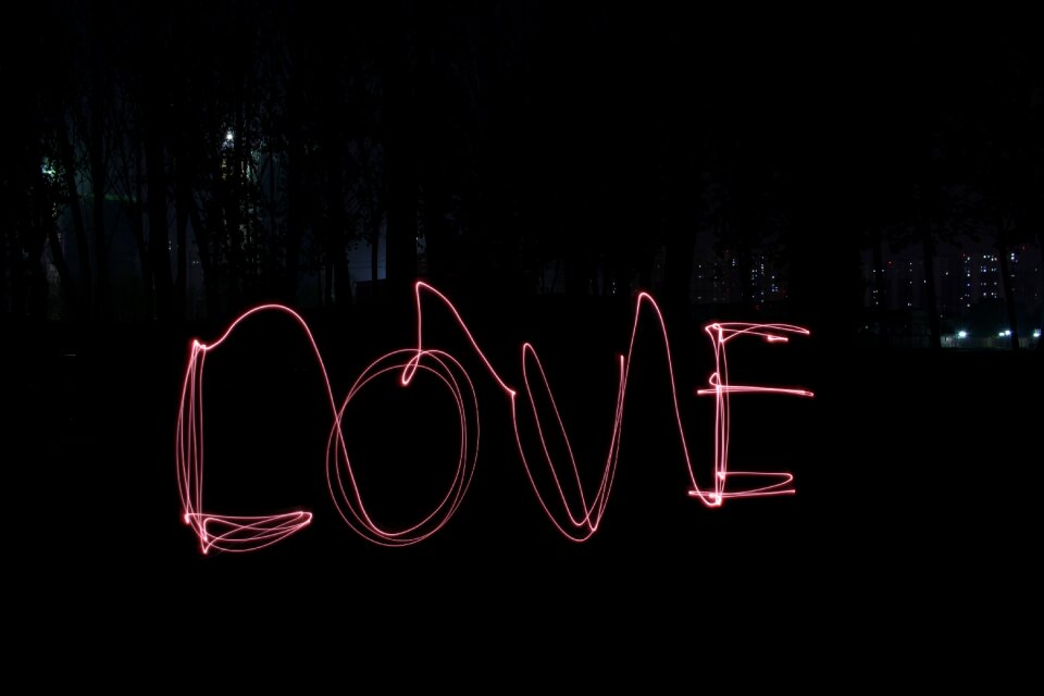 Red word long exposure