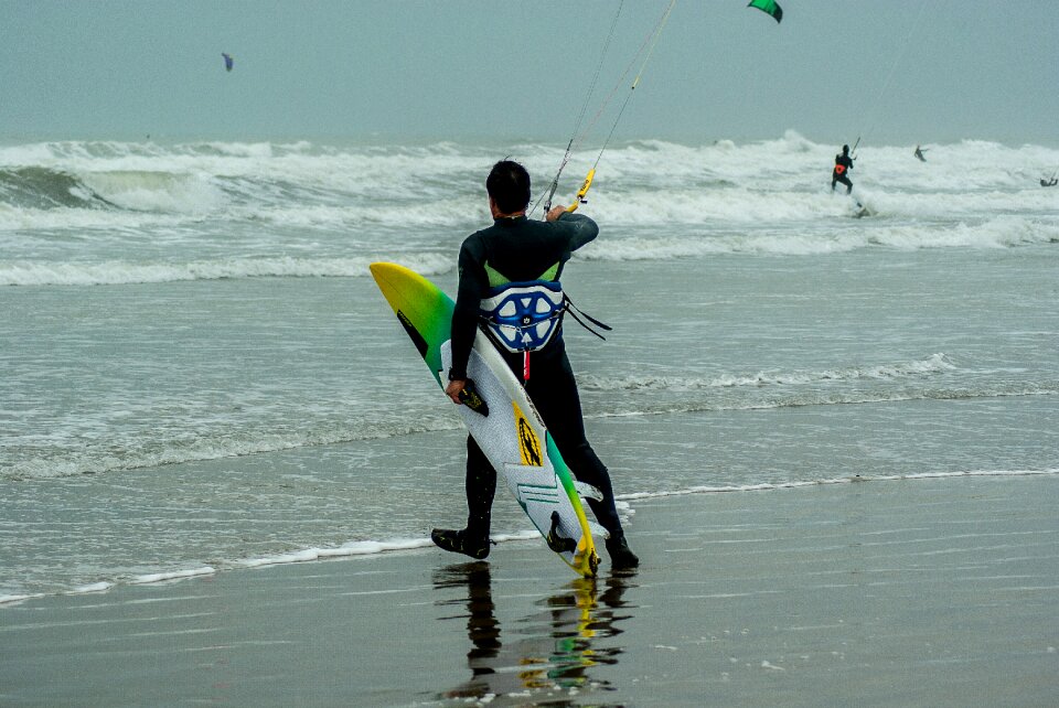 Kite surfer waves water sport
