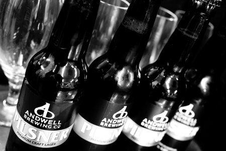 Beer glasses black and white slate photo