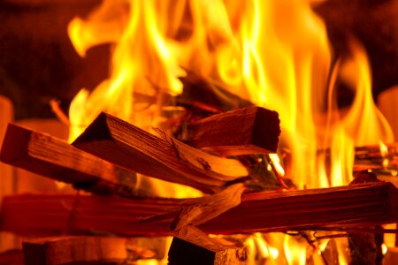 Burn flame log fire wood fire photo