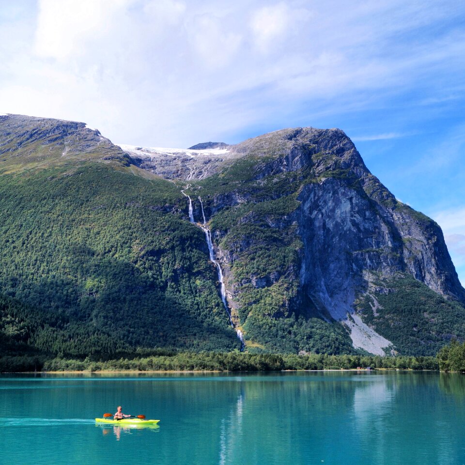 Nature lake waterfall