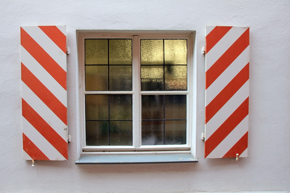 Red white shutter stripes photo