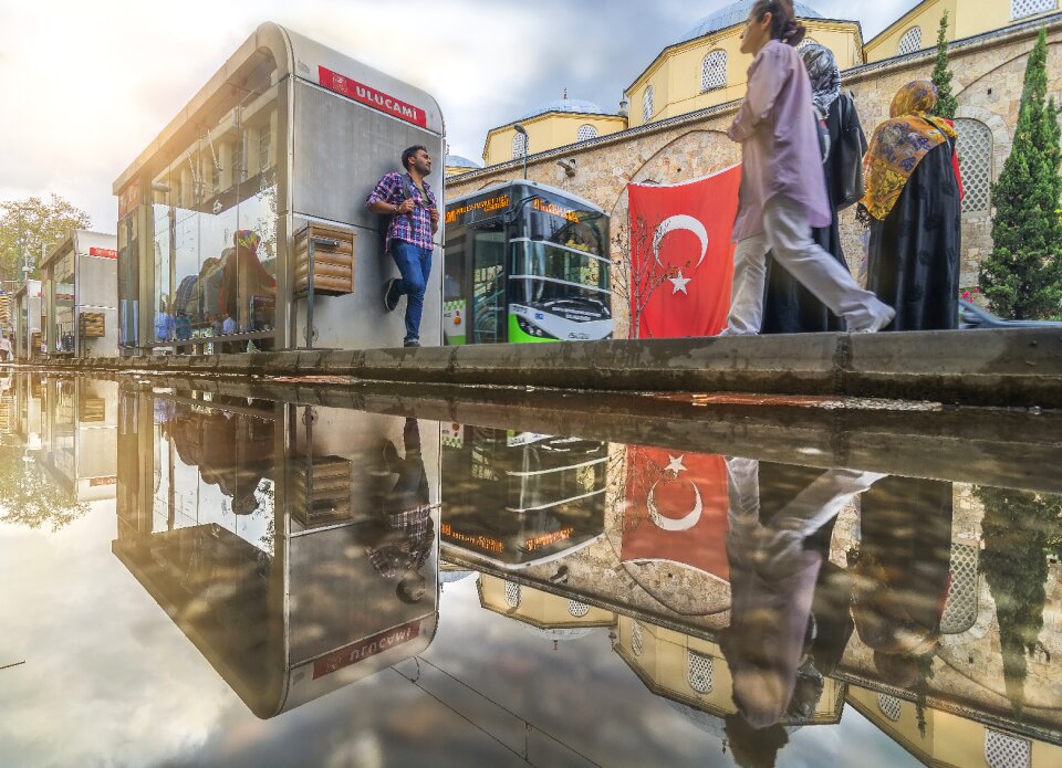 Reflection people street