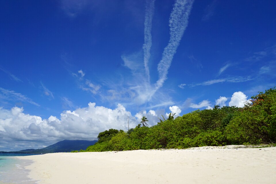 Quiet white sand beach natuna indonesia