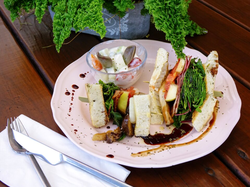 Toast bacon vegetable