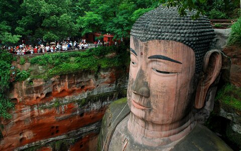 China religious sculpture cliff photo