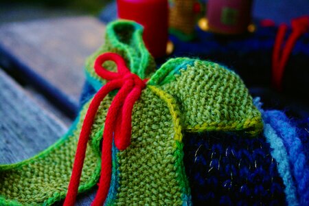 Hand labor colorful knitting photo
