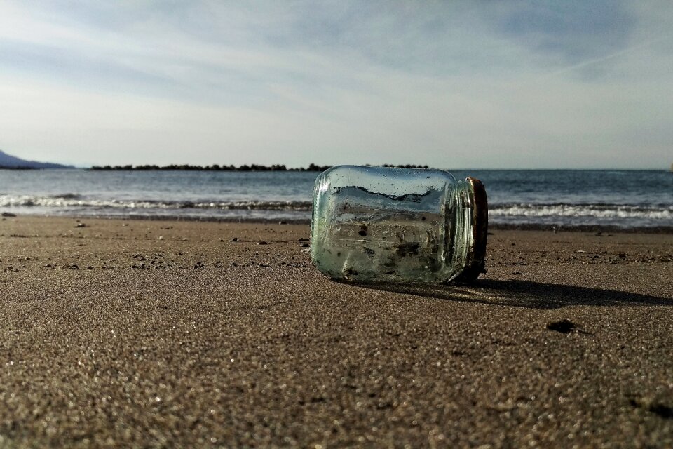 Beach glass bottle