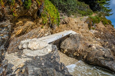 Stone old wooden bridge
