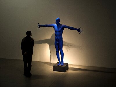 Contemporary art blue human open arms photo