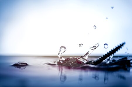 Screw drop of water macro photography